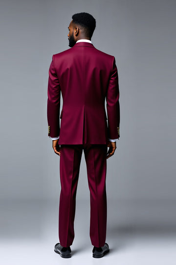 Burgundy Peak Lapel 2 Pieces Men's Prom Suits